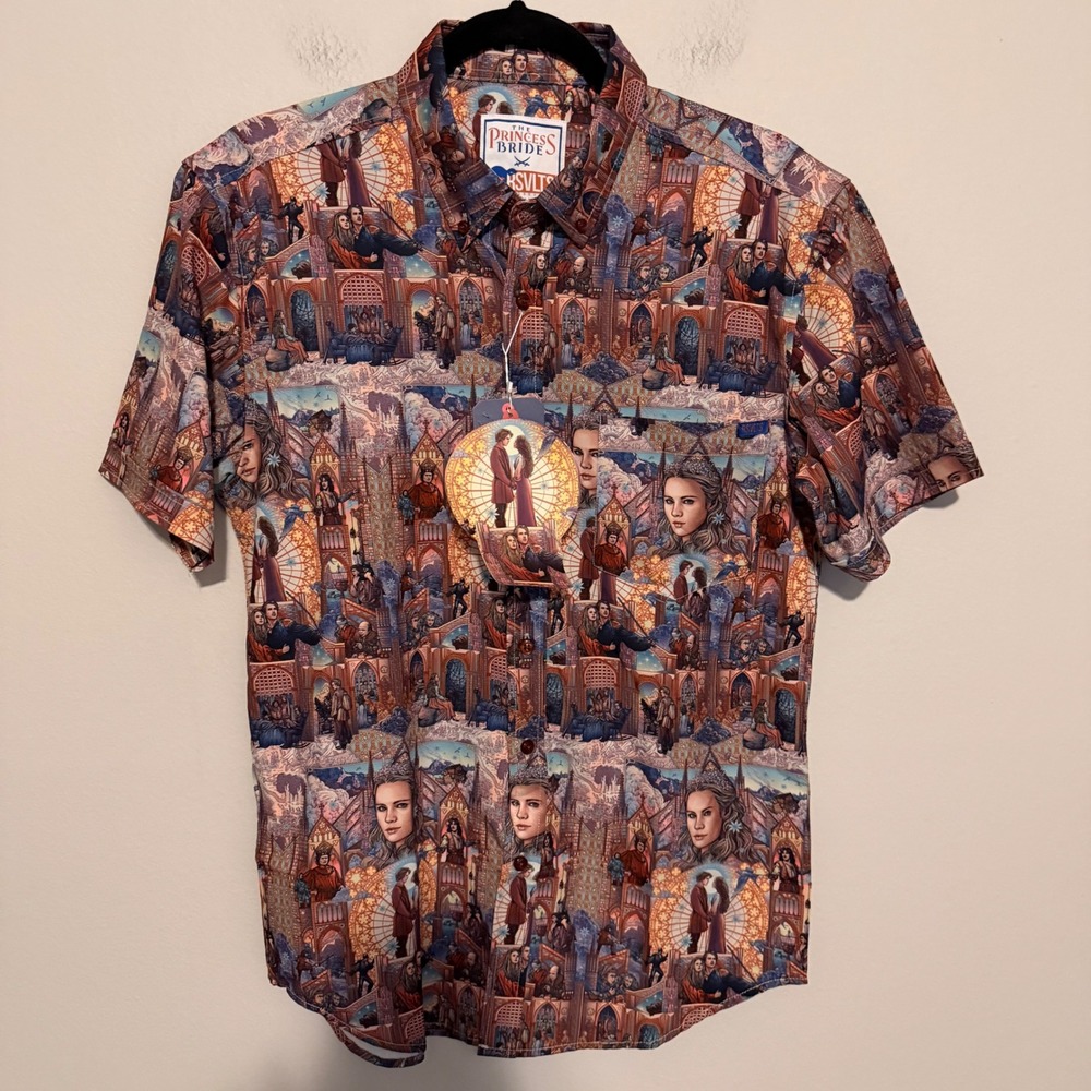 NWT RSVLTS "The Princess Bride" Buttercup Westley Kunuflex button-down shirt S